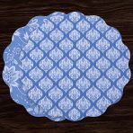 VIDA Flowers & Pattern Reversible  Round Placemats Set of 4 (Blue & White)