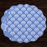 VIDA Flowers & Pattern Reversible  Round Placemats Set of 4 (Blue & White)