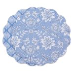 VIDA Flowers & Pattern Reversible  Round Placemats Set of 4 (Blue & White) - Image 2