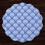 VIDA Flowers & Pattern Reversible  Round Placemats Set of 4 (Blue & White) - Image 3