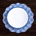 VIDA Flowers & Pattern Reversible  Round Placemats Set of 4 (Blue & White) - Image 5