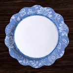 VIDA Flowers & Pattern Reversible  Round Placemats Set of 4 (Blue & White) - Image 6