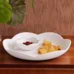 VIDA Amelia Round Platter with Mini Dip Bowl White - Image 3
