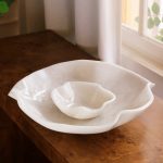 RESIN Alabaster Bowl with Dip White Swirl