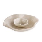 RESIN Alabaster Bowl with Dip White Swirl - Image 2