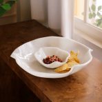 RESIN Alabaster Bowl with Dip White Swirl - Image 4