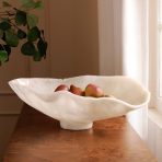 RESIN Alabaster Large Oval Bowl White Swirl - Image 4