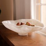 RESIN Alabaster Large Oval Bowl White Swirl - Image 5