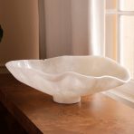 RESIN Alabaster Large Oval Bowl White Swirl - Image 3
