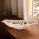 RESIN Alabaster Medium Oval Bowl White Swirl - Image 3