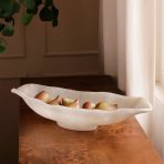 RESIN Alabaster Medium Oval Bowl White Swirl - Image 5