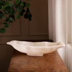RESIN Alabaster Medium Oval Bowl White Swirl - Image 6