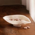 RESIN Alabaster Small Oval Bowl White Swirl - Image 3