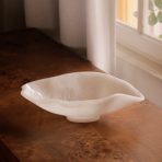 RESIN Alabaster Small Oval Bowl White Swirl - Image 5