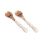 RESIN Alabaster Salad Servers White Swirl - Image 2