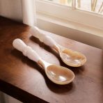 RESIN Alabaster Salad Servers White Swirl - Image 3