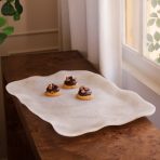 RESIN Alabaster Extra Large Rectangular Tray White Swirl - Image 3