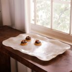 RESIN Alabaster Extra Large Rectangular Tray White Swirl - Image 4