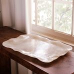 RESIN Alabaster Extra Large Rectangular Tray White Swirl - Image 5