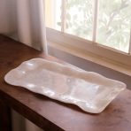 RESIN Alabaster Long Rectangle Tray White Swirl - Image 4