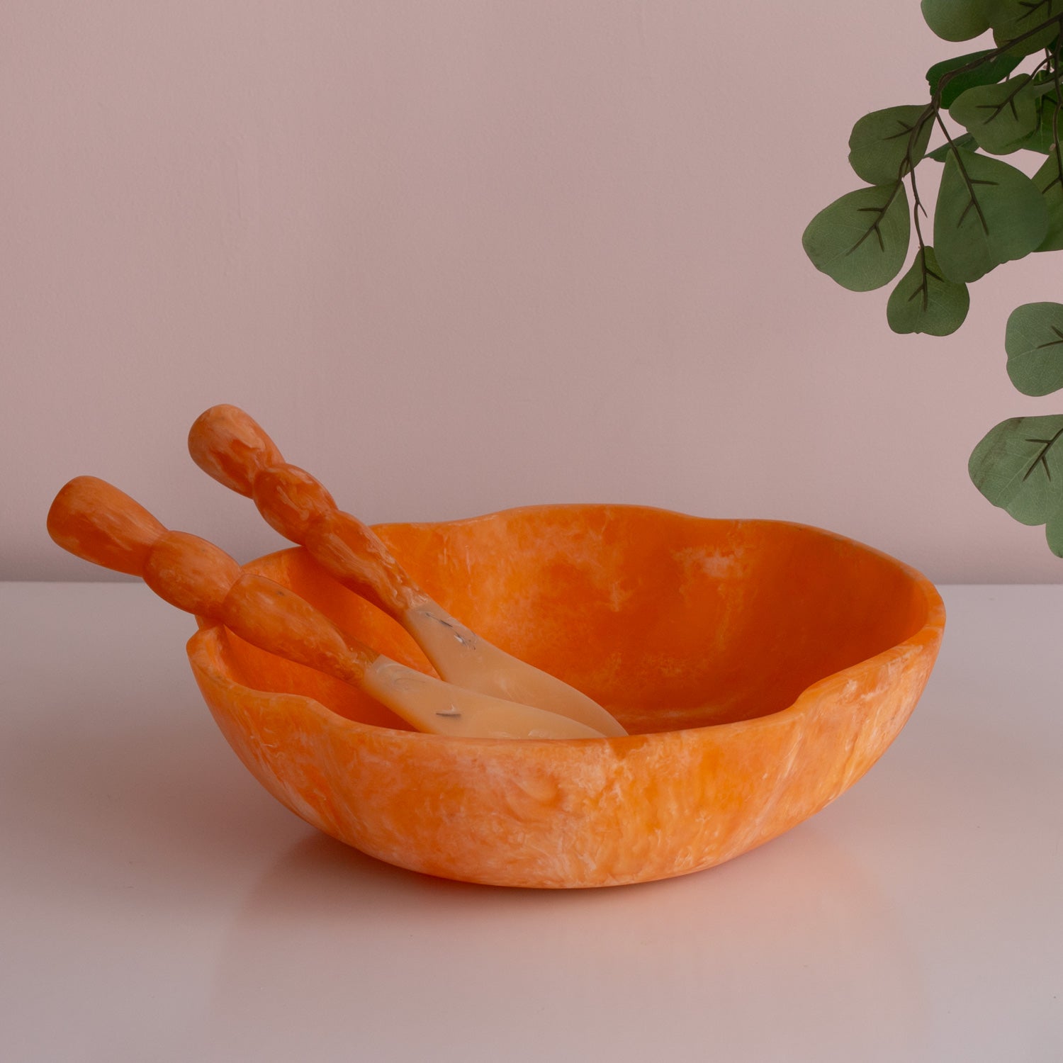 3224_2 RESIN Sorbet Salad Servers Tangerine - Image 1
