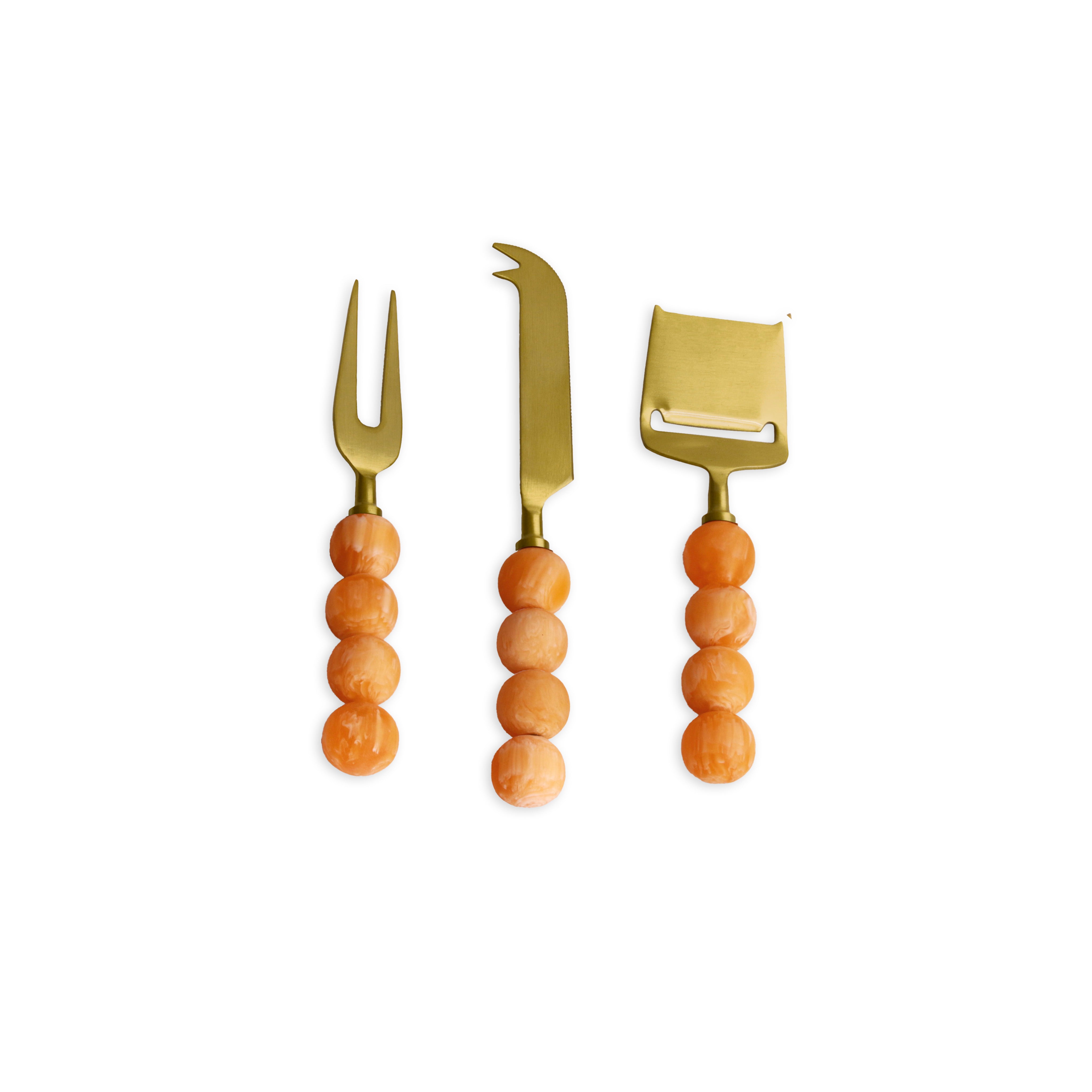 3230_1 RESIN Sorbet Cheese Set of 3 Tangerine - Image 1