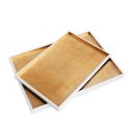 INDOCHINE Rectangle Lacquered Trays Set of 2  White and Gold - Image 2