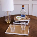 INDOCHINE Rectangle Lacquered Trays Set of 2  White and Gold - Image 5