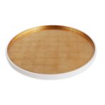 INDOCHINE Round Lacquered Tray White and Gold - Image 2