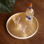 INDOCHINE Round Lacquered Tray White and Gold - Image 3