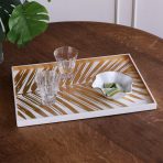 INDOCHINE Large  Lacquered Palm Tray White and Gold - Image 4