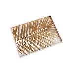 NDOCHINE Small Lacquered Palm Tray White and Gold - Image 2