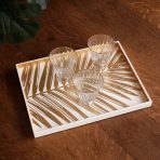 NDOCHINE Small Lacquered Palm Tray White and Gold - Image 3
