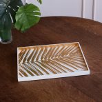 NDOCHINE Small Lacquered Palm Tray White and Gold - Image 4