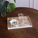 NDOCHINE Small Lacquered Palm Tray White and Gold - Image 5