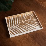 NDOCHINE Small Lacquered Palm Tray White and Gold