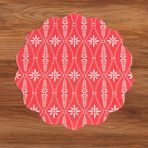 VIDA Chinoiserie and Trellis Reversible Round Placemats Set of 4 Red & White - Image 4