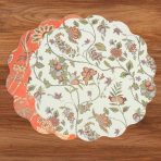 VIDA Autumn and Branches Reversible Round Placemats Set of 4 Persimmon & Green