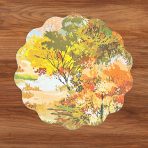 VIDA Fall Trees and Wood Grain Reversible Round Placemats Set of 4 Orange & Green - Image 4