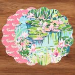 VIDA Everglades and Crocs Reversible Round Placemats Set of 4 Pink & Green