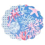 VIDA Sealife and Rattan Reversible Round Placemats Set of 4 Blue & Pink - Image 2