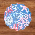 VIDA Sealife and Rattan Reversible Round Placemats Set of 4 Blue & Pink - Image 3