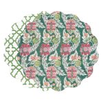 VIDA Laurent and Trellis Reversible Round Placemats Set of 4 Green & White - Image 2