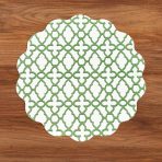 VIDA Laurent and Trellis Reversible Round Placemats Set of 4 Green & White - Image 4