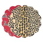 VIDA Cheetah and Zebra Reversible Round Placemats Set of 4 Red & Black - Image 2