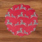 VIDA Cheetah and Zebra Reversible Round Placemats Set of 4 Red & Black - Image 4