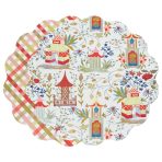 VIDA Pagoda and Carlie Plaid Reversible 15.5 Round Placemats Set of 4 Red & Orange - Image 2