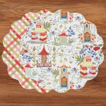 VIDA Pagoda and Carlie Plaid Reversible 15.5 Round Placemats Set of 4 Red & Orange