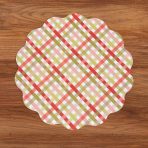 VIDA Pagoda and Carlie Plaid Reversible 15.5 Round Placemats Set of 4 Red & Orange - Image 4