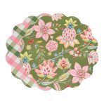 VIDA Tropical Floral and Preppy Plaid Reversible Round Placemats Set of 4 Pink & Green - Image 2
